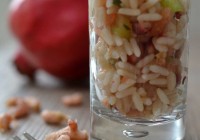 Reissalat mit Granatapfel und Nordseekrabben