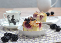 Baked blackberry bread pudding